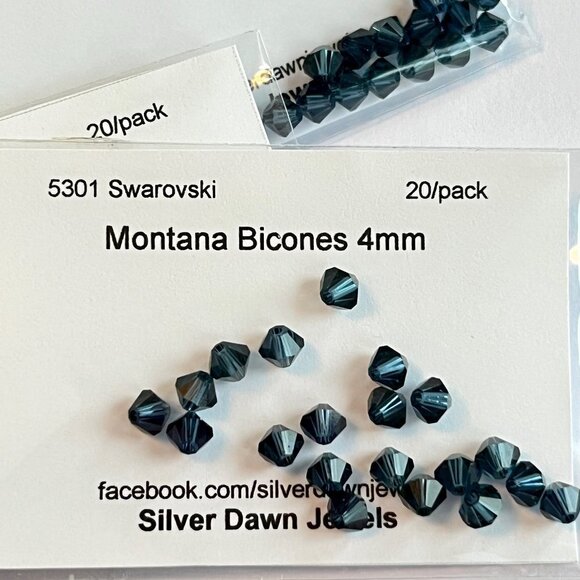 As Low As $2 4mm Montana Swarovski Crystal Bicone 5301 Beads 20pcs - Picture 3 of 3